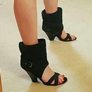 Bakers Black Peep Toe Booties
